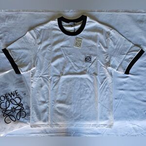 Loewe White Short-Sleeve Ringer T-Shirt with Black Trim